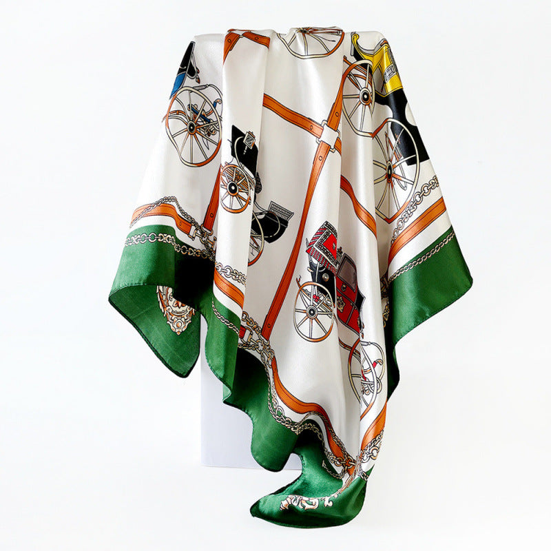 Wholesale 90cm Silk Scarf Turban Classic Carriage Print Silk Scarf