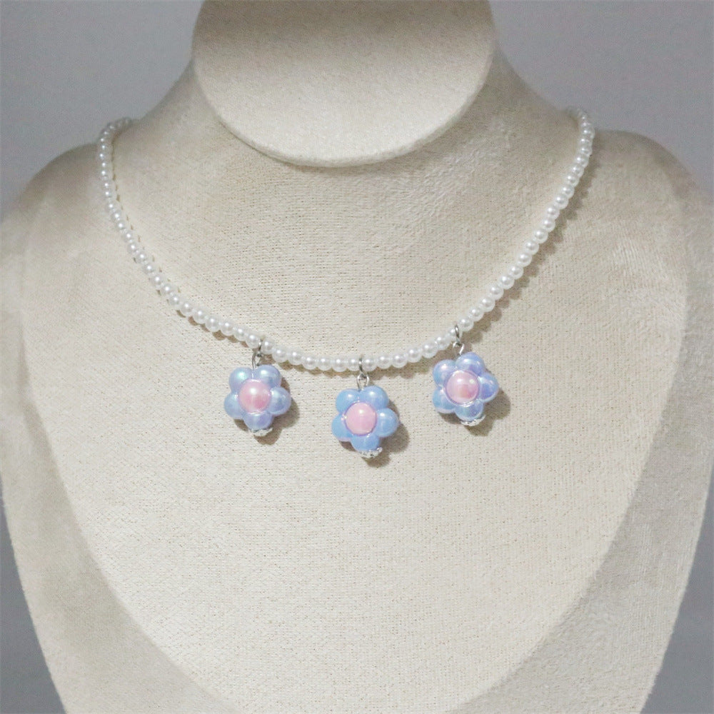 Wholesale  Flower Pearl Necklace  Clavicle Chain