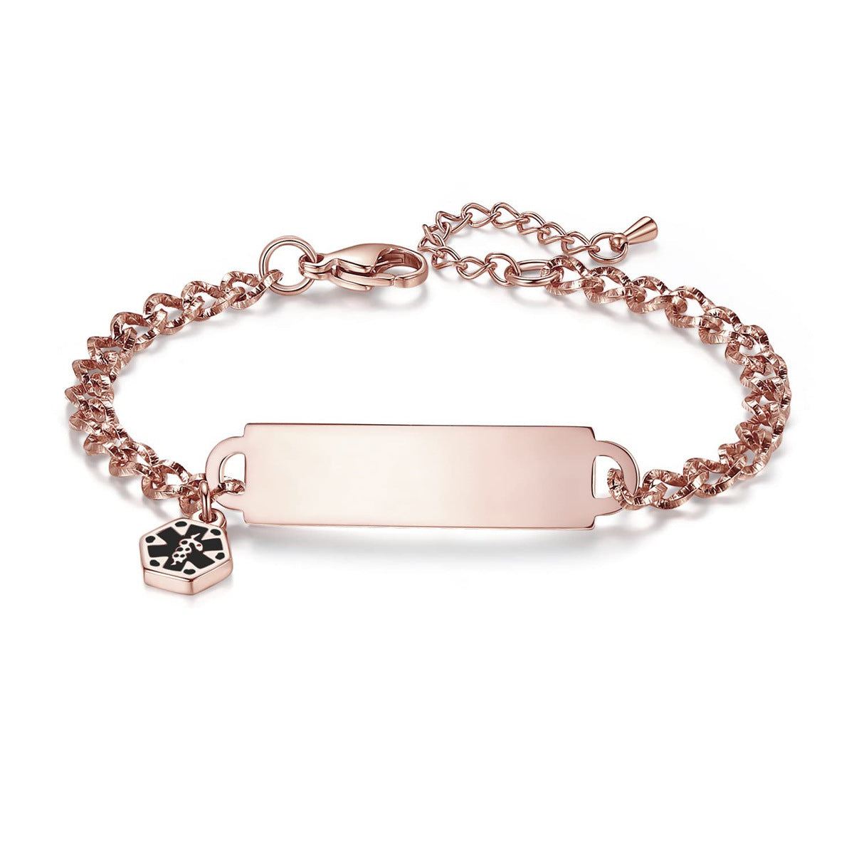 Wholesale stainless steel bends medical logo ID DIY bracelet