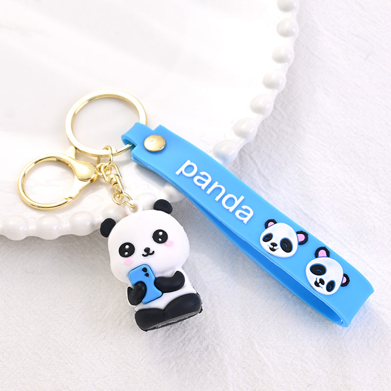 Portachiavi in ​​​​PVC di bambù panda di bambù carino portachiavi del panda del tesoro nazionale all'ingrosso