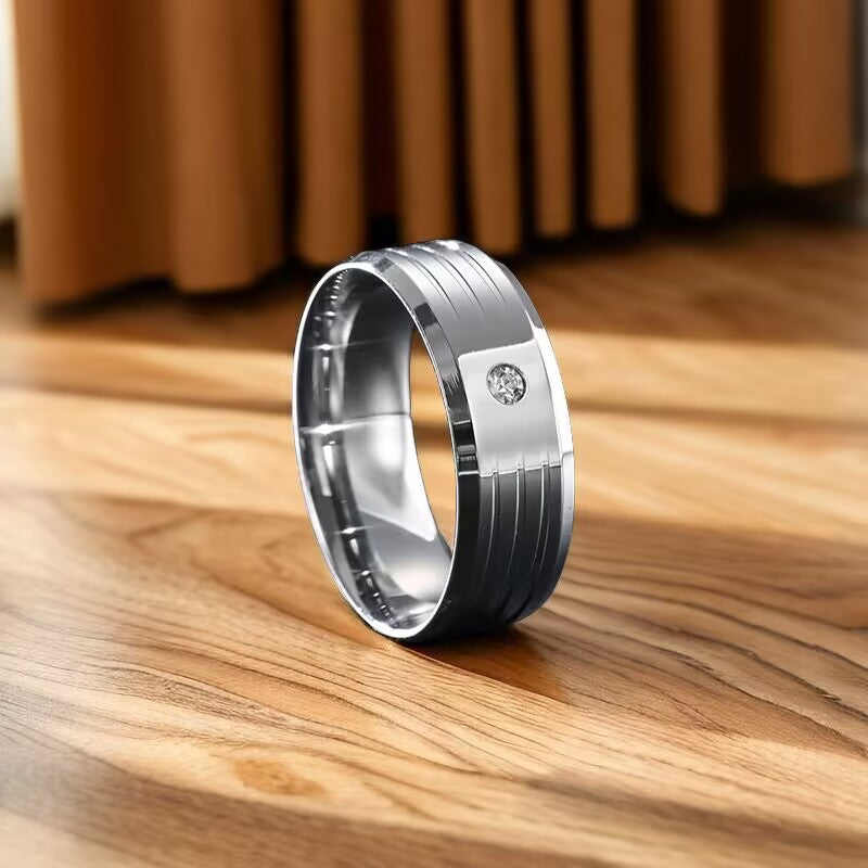 Wholesale Titanium Steel ring diamond-embedded personality men's ring