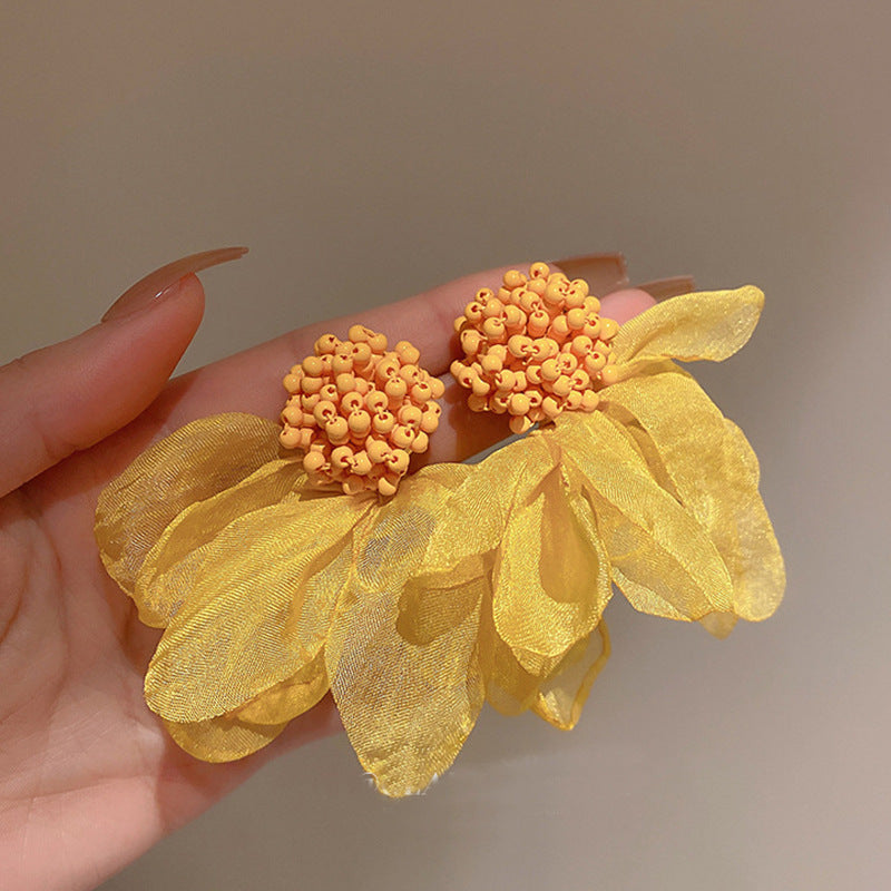 Wholesale Yellow Flower Earrings Exaggerated Stud Earrings Statemente Earrings Ear Studs ACC-ES-Huih001
