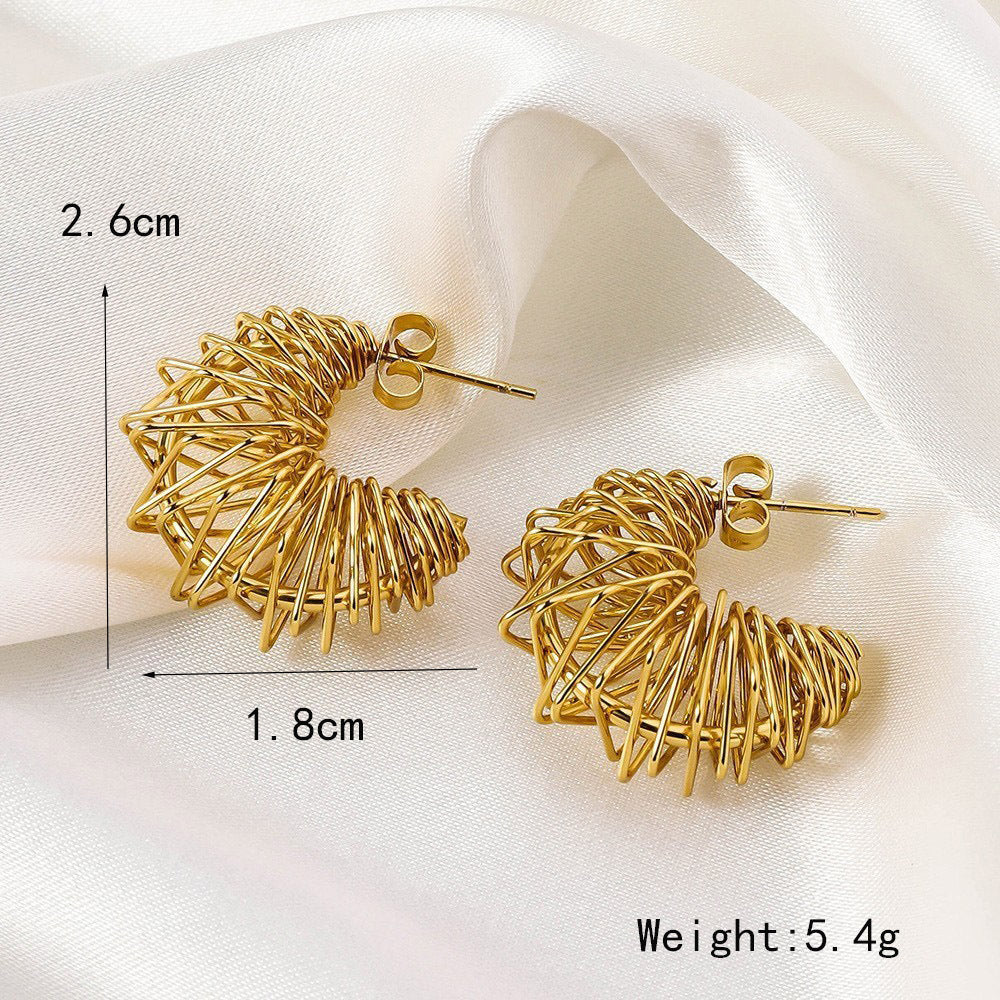 Wholesale Stainless Steel Irregular Exaggerated Earrings ACC-ES-RuiX012