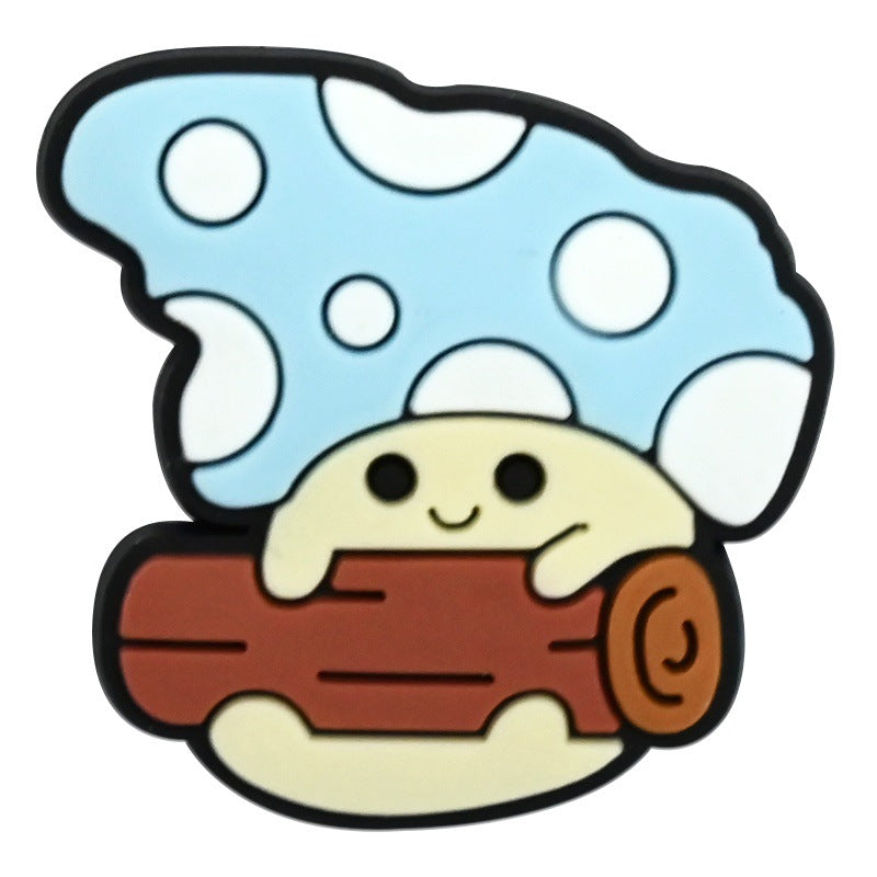 Wholesale   Random 100pcs Creative Cute cartoon mushroom series  PVC Soft Rubber Shoe Buckle Decoration