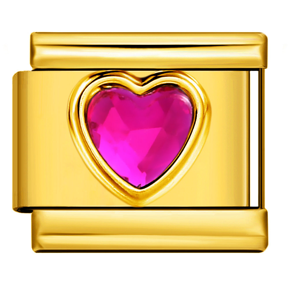 Wholesale  Italian Charm Bracelet 9mm DIY colorful heart circleCreative Stainless Steel Composable Bracelet