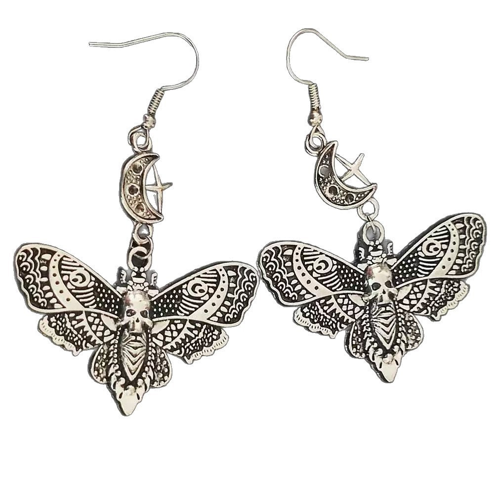 Wholesale Gothic Skull Moth Earrings Zinc Alloy Cartoon Drop Earrings  Party Fashion Accessory
