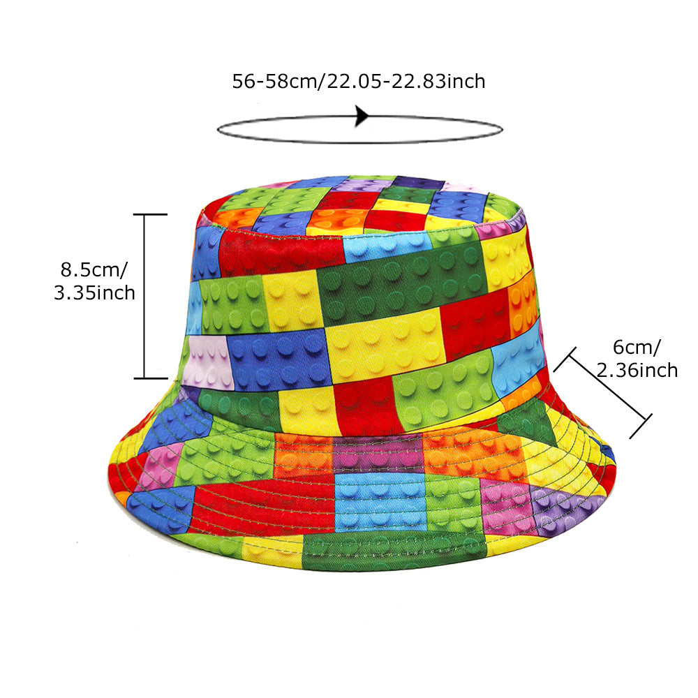 Wholesale Building Blocks Pattern Printed Fisherman Hat Bucket Hat