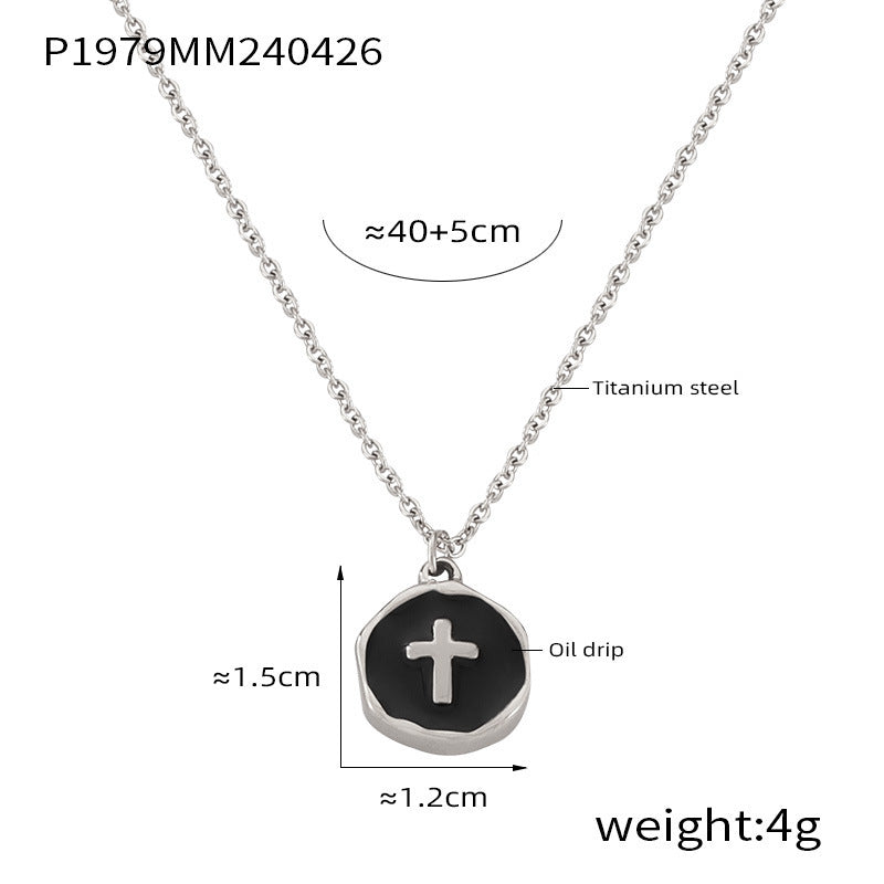 Wholesale Heart Tassel Cross Titanium Steel Necklaces ACC-NE-OMK006