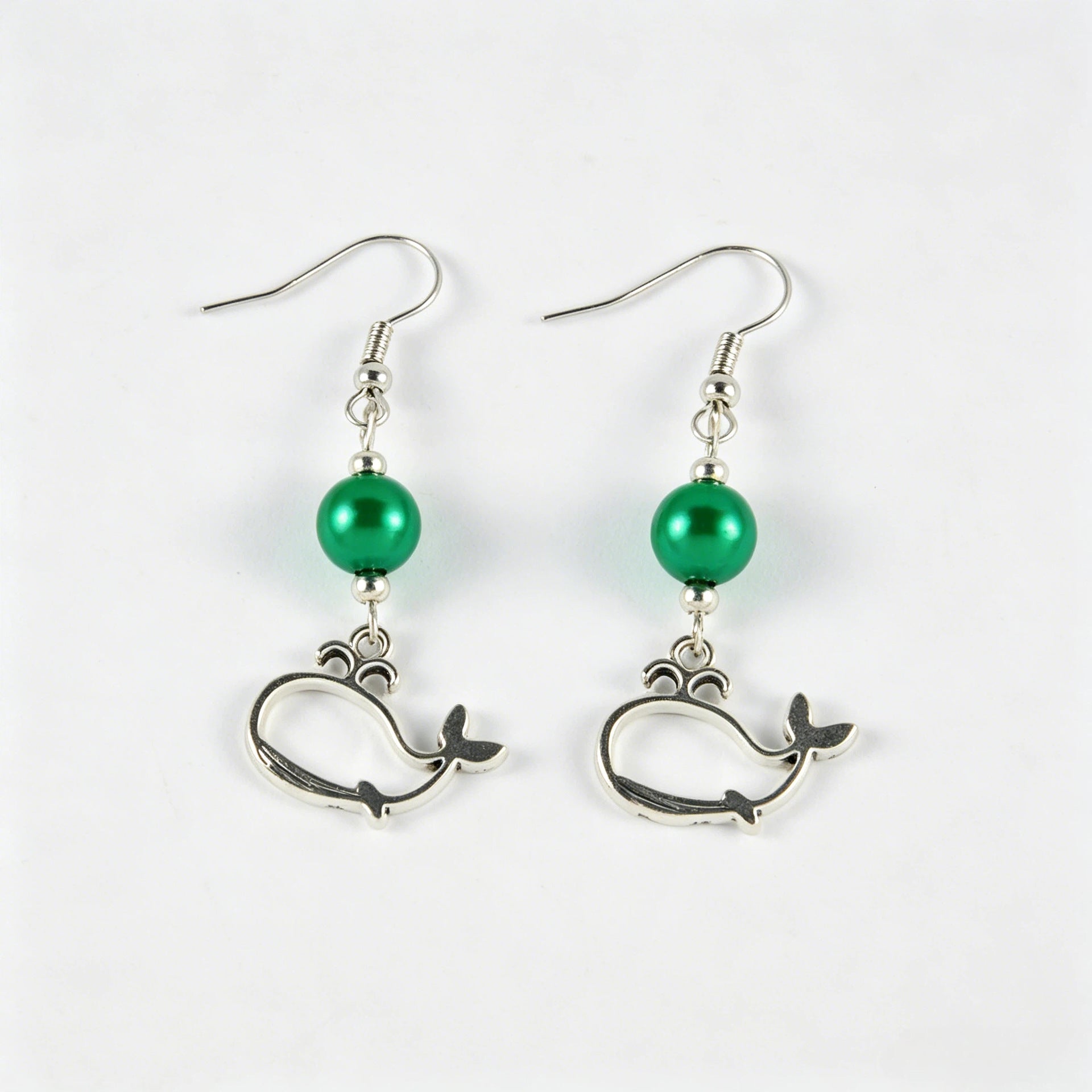 Wholesale Cross-Border European and American Ocean-Style Creative Whale Pendant Earrings for Women,  High-End Gemstone Beaded Earrings with a Sense of Luxury