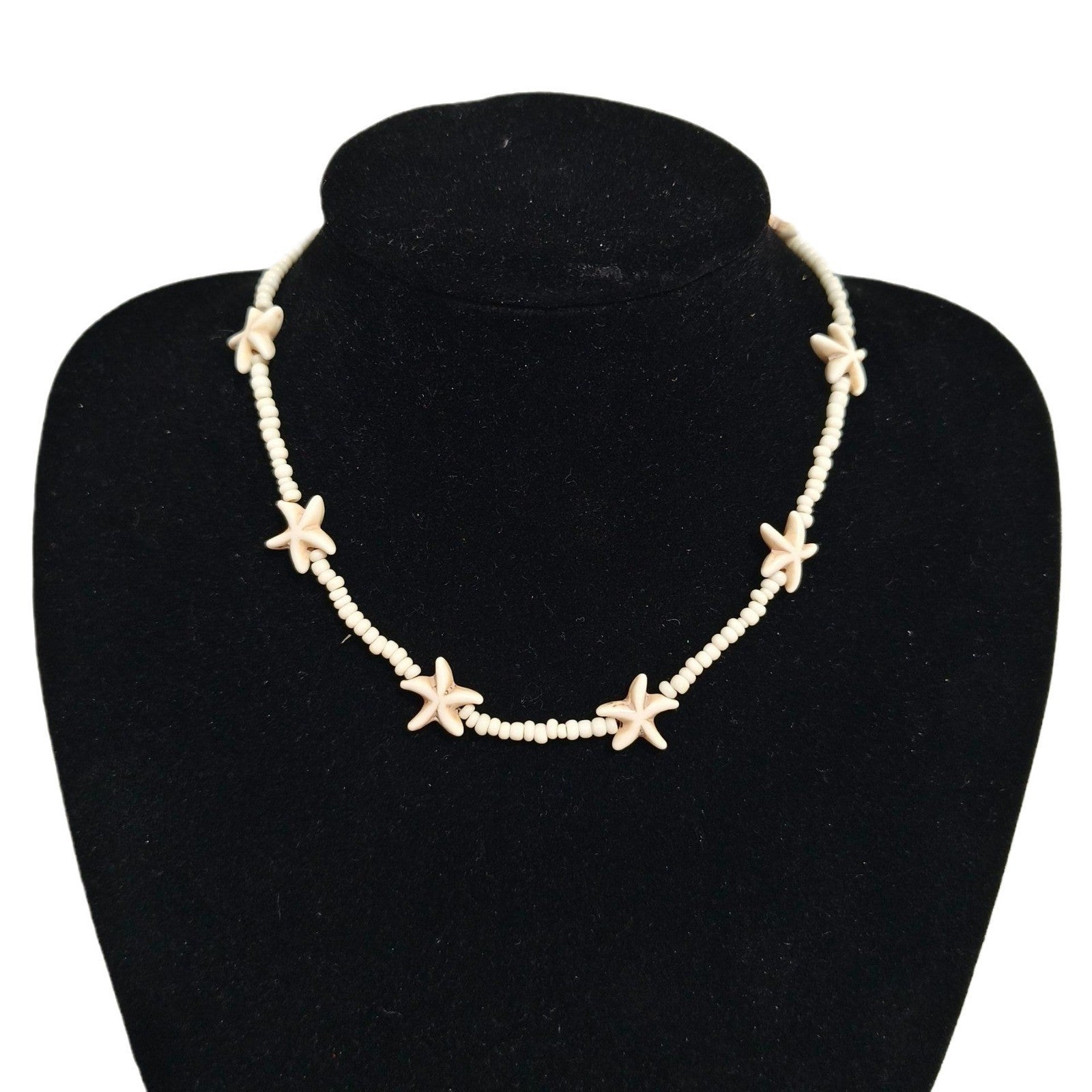 Wholesale  All-match Starfish Pendant Rice Beaded Necklace