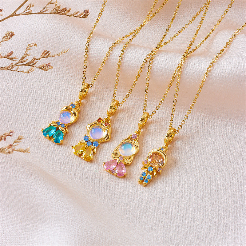 Wholesale cartoon cute zircon accessories copper necklace ACC-NE-Rongc002