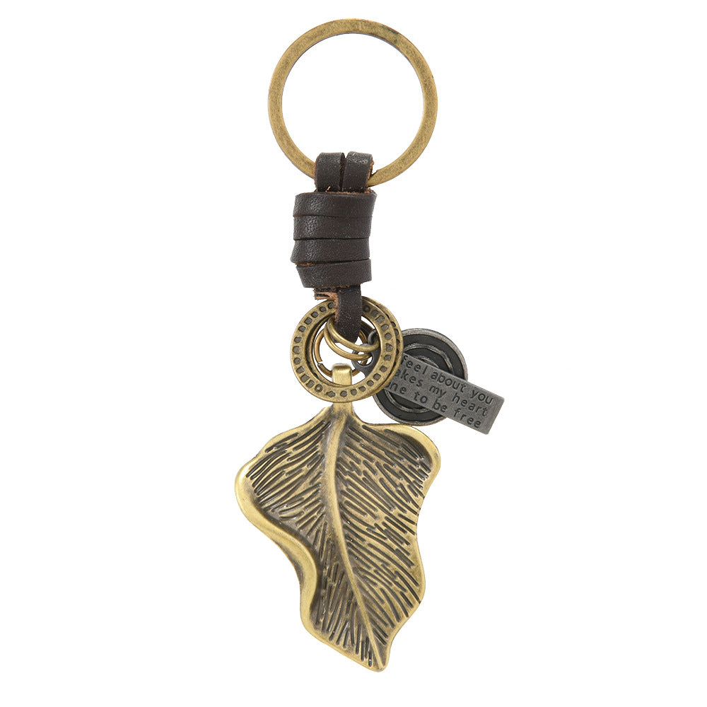 Wholesale Alloy Bronze Ginkgo Leaf Zodiac Pattern Keychains