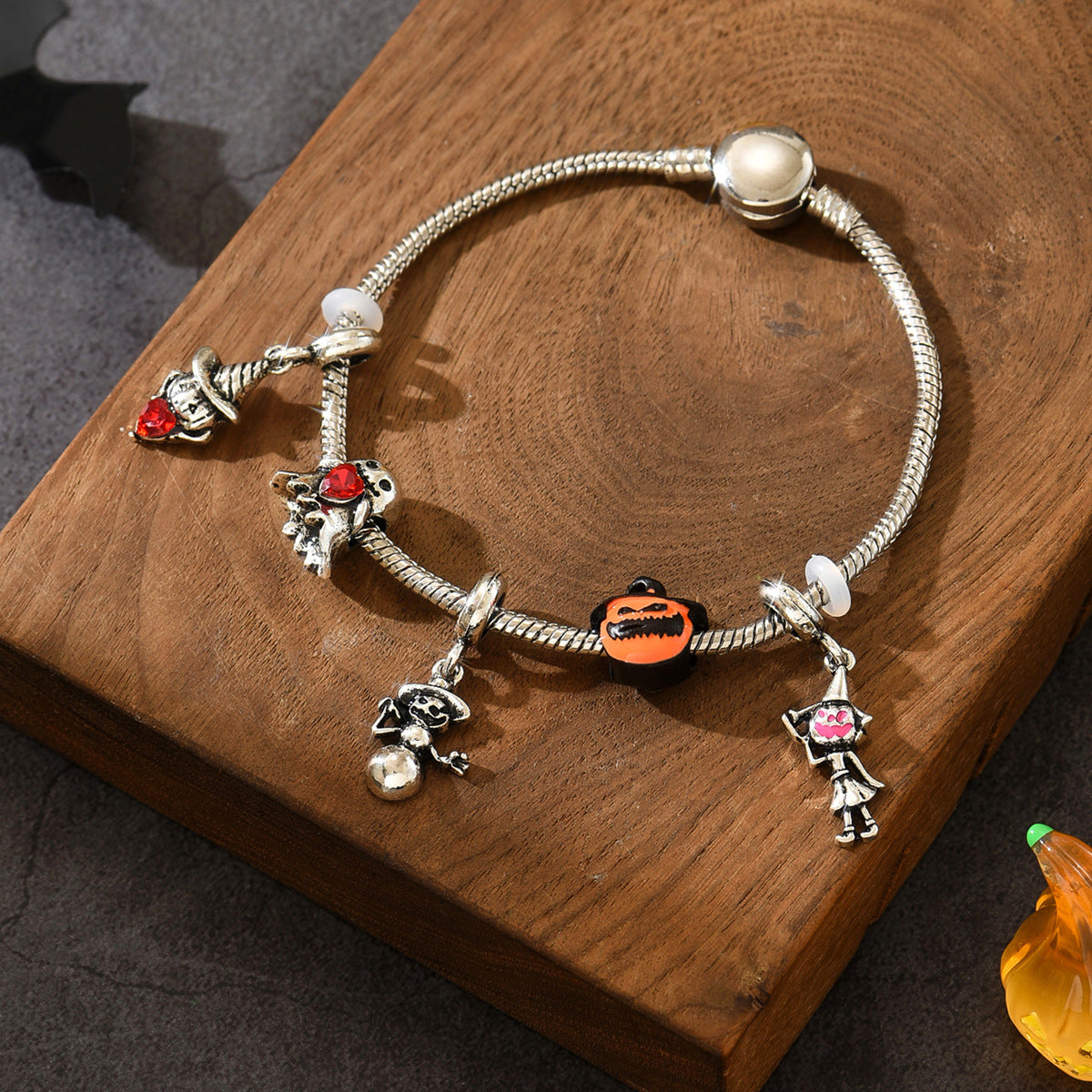 Wholesale  Oil-Drip Bat Pumpkin Evil Eye Bracelet