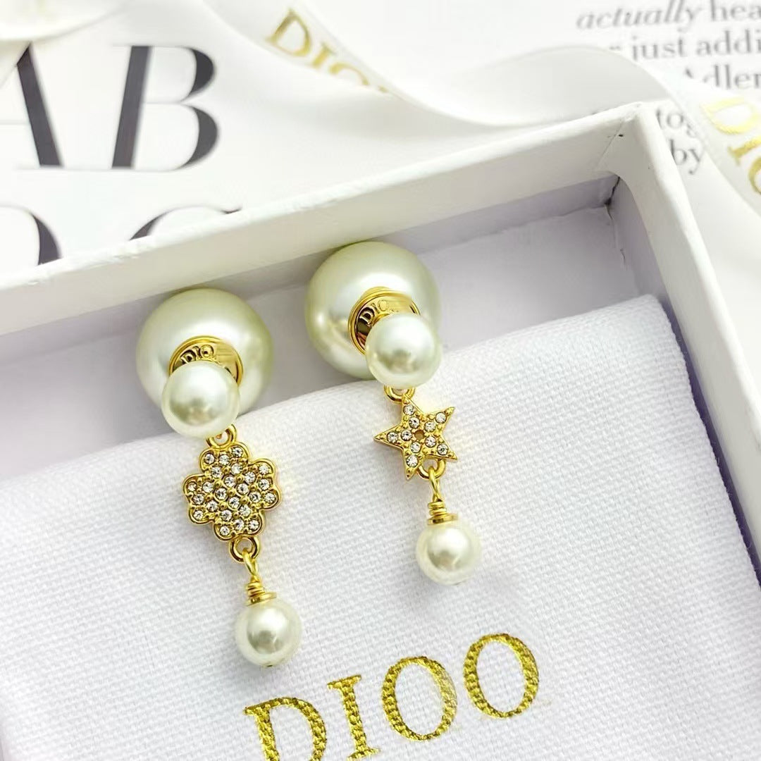 Wholesale Man-made pearl and diamond stud earrings ACCVIP