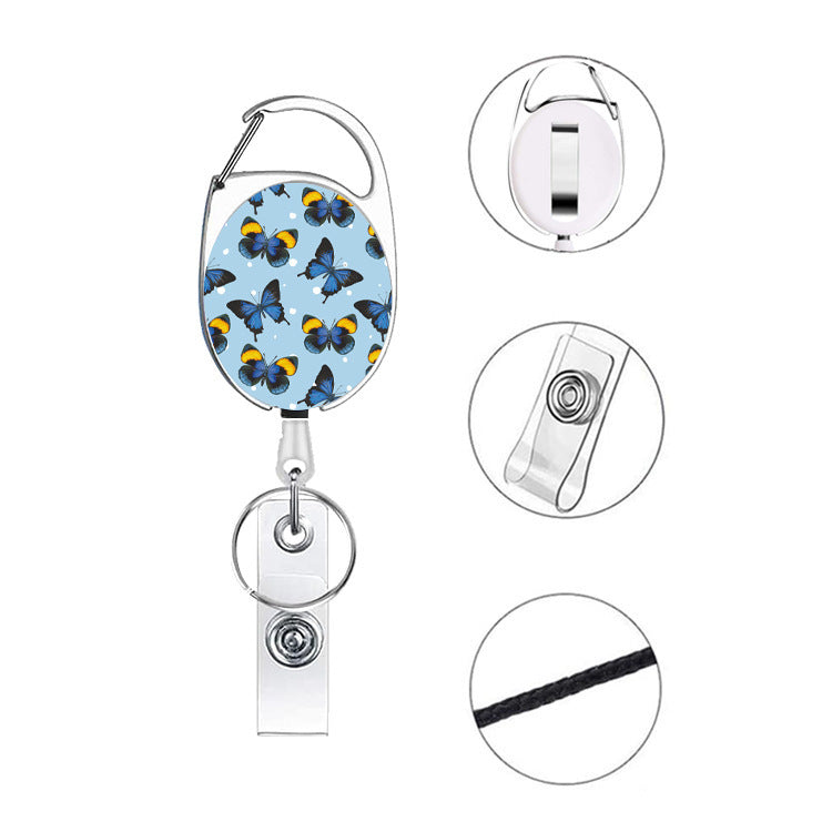 Wholesale Flower Butterfly Zinc Alloy Telescopic Keychain Badge Reels ACC-KC-ChiHai014