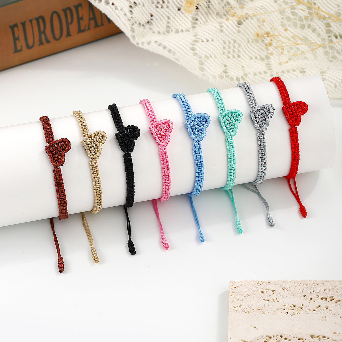 Wholesale Black Rope Handmade Woven Couple Bracelet Love Heart Design Jewelry Accessory For Valentine S Or Friendship Gift