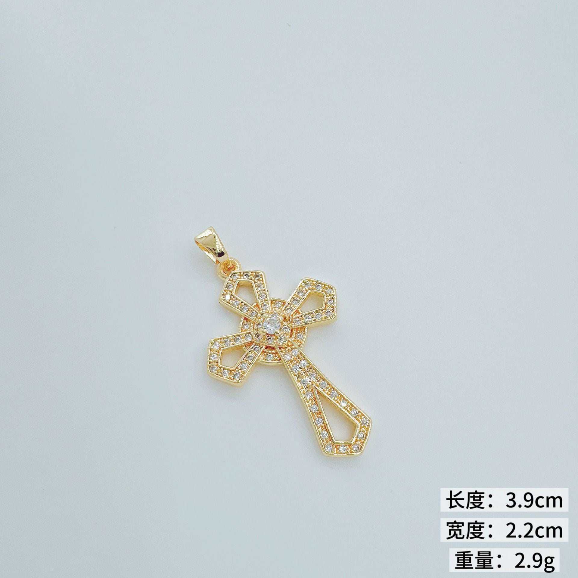Wholesale Copper Hip Hop Cross Pendant with Micro Zircon - Trendy Collarbone Necklace for Women
