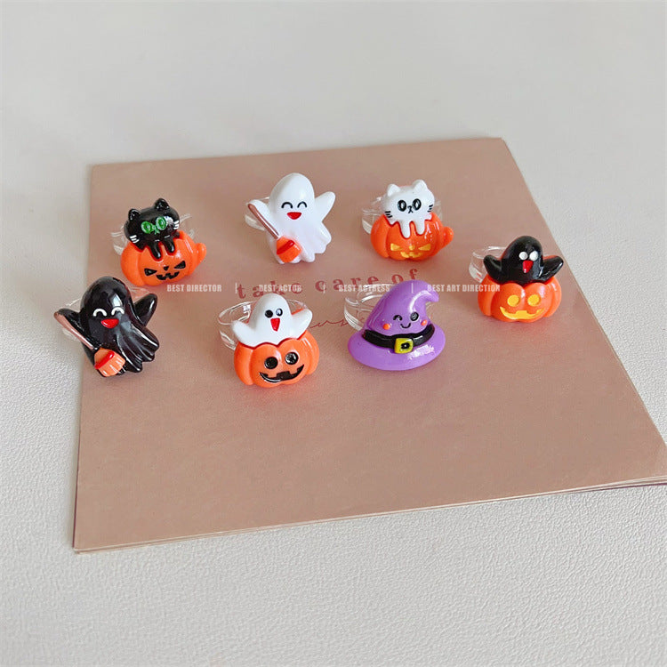 Wholesale Halloween Rings Resin Demon Ghost Pumpkin Rings ACC-RS-Weiw001