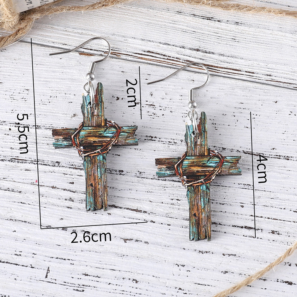 Wholesale  Wooden Double-sided Earrings