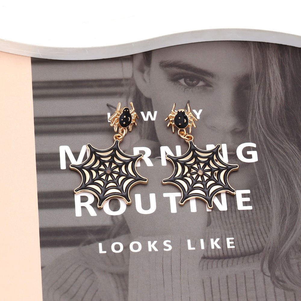 Wholesale Gothic   Web Earrings - Alloy Drip Oil Earrings for Women,  Trendy Jewelry Accessory