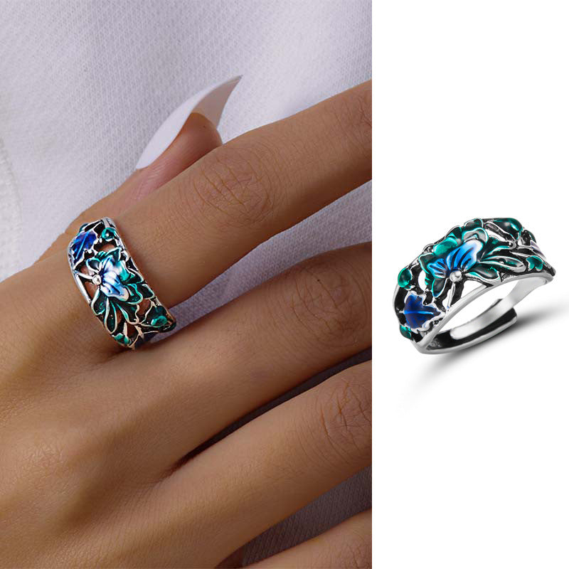 Wholesale Plum Blossom Magpie Open Adjustable Ring ACC-RS-Gangm003