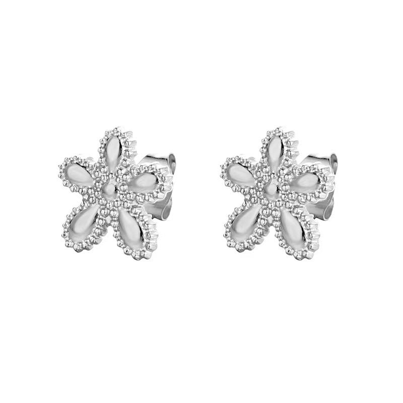 Wholesale Titanium Steel Flower Earrings Simple Style Jewelry Accessory for Everyday Wear