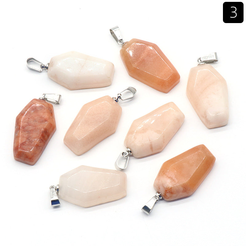 Wholesale Mini Coffin Board Natural Crystal Stone Coffin Board Necklace Pendant ACC-PT-KeSuo004