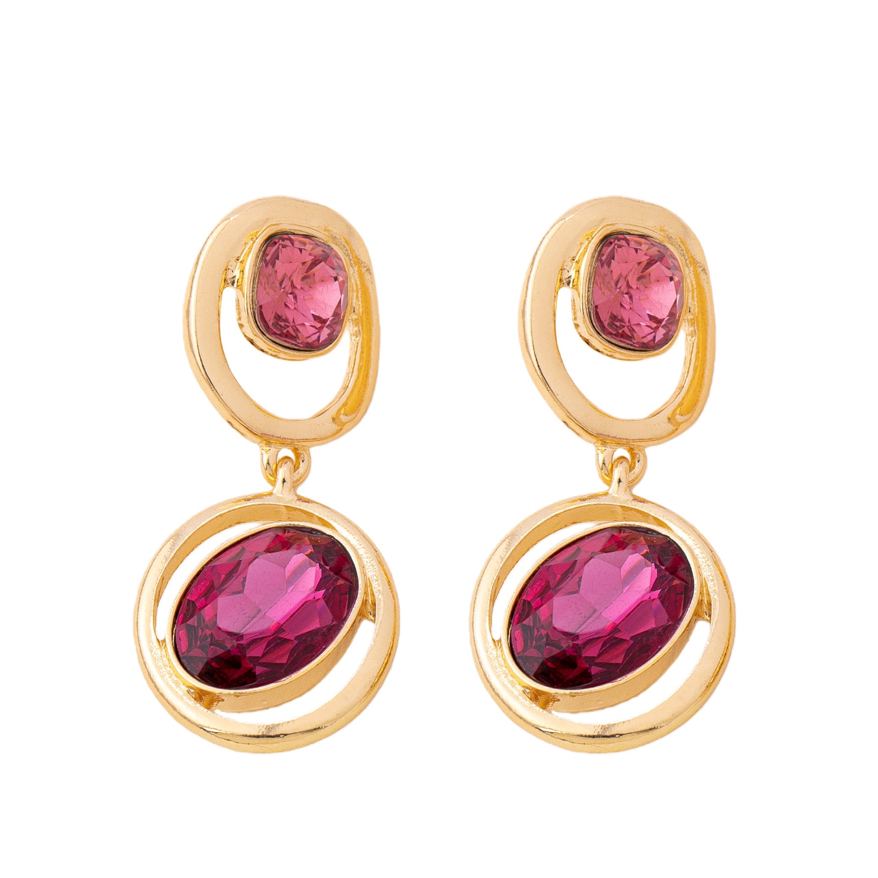 Wholesale Red Double Layer Oval Geometric Retro Earrings For Party And Daily Wear Jewelry Accessory