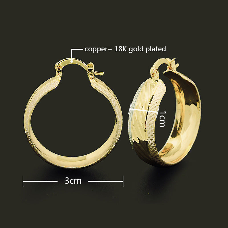 Wholesale Modern Round Wide Brass Gold Plated Earrings Hoop ACC-ES-MoCai002