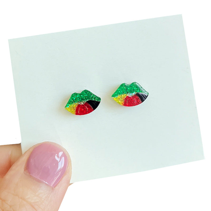 Wholesale Color Matching Earrings Black Liberation June Day Love Shiny  Earrings