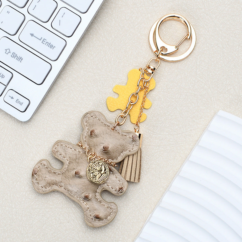 Wholesale Chic White Leather Bear Keychain - Decorative Bag Charm &  Car Key Accessory