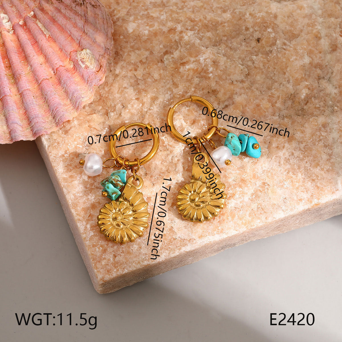Wholesale Stainless Steel Vintage Gold-Tone Ocean Series Double Dolphin Earrings Women Fashion Jewelry Accessory