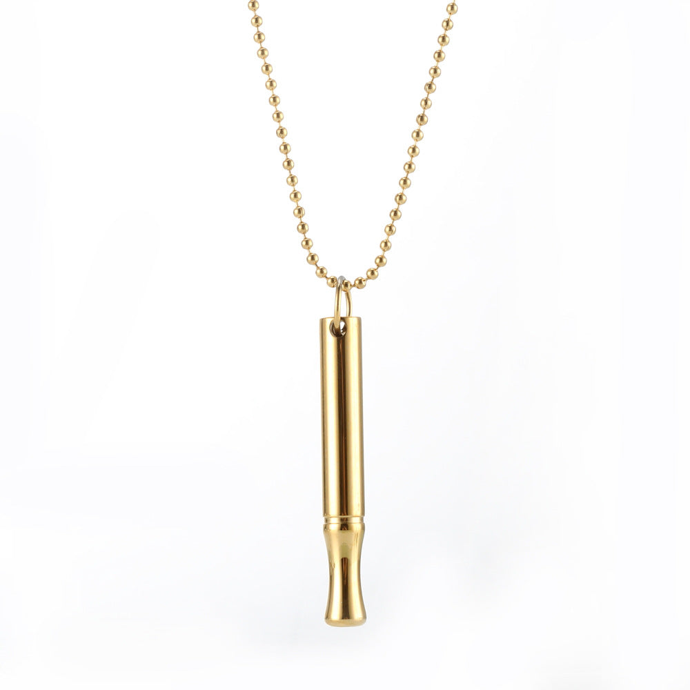 Wholesale Yoga Meditation Stress Relief Whistle Stainless Steel Necklace ACC-NE-QinShi001