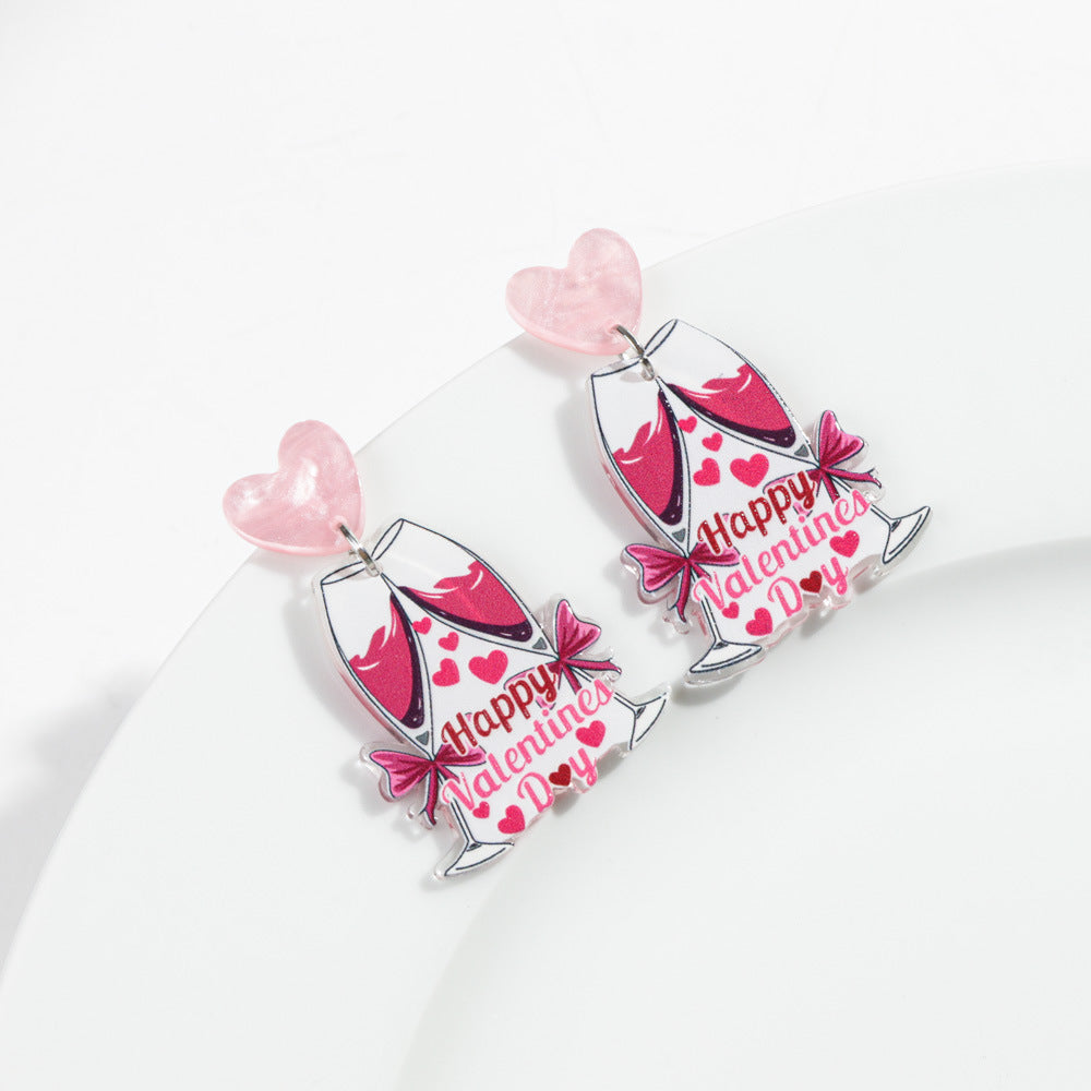 Wholesale Valentine's Day LOVE Letter Pink Love Acrylic Earrings