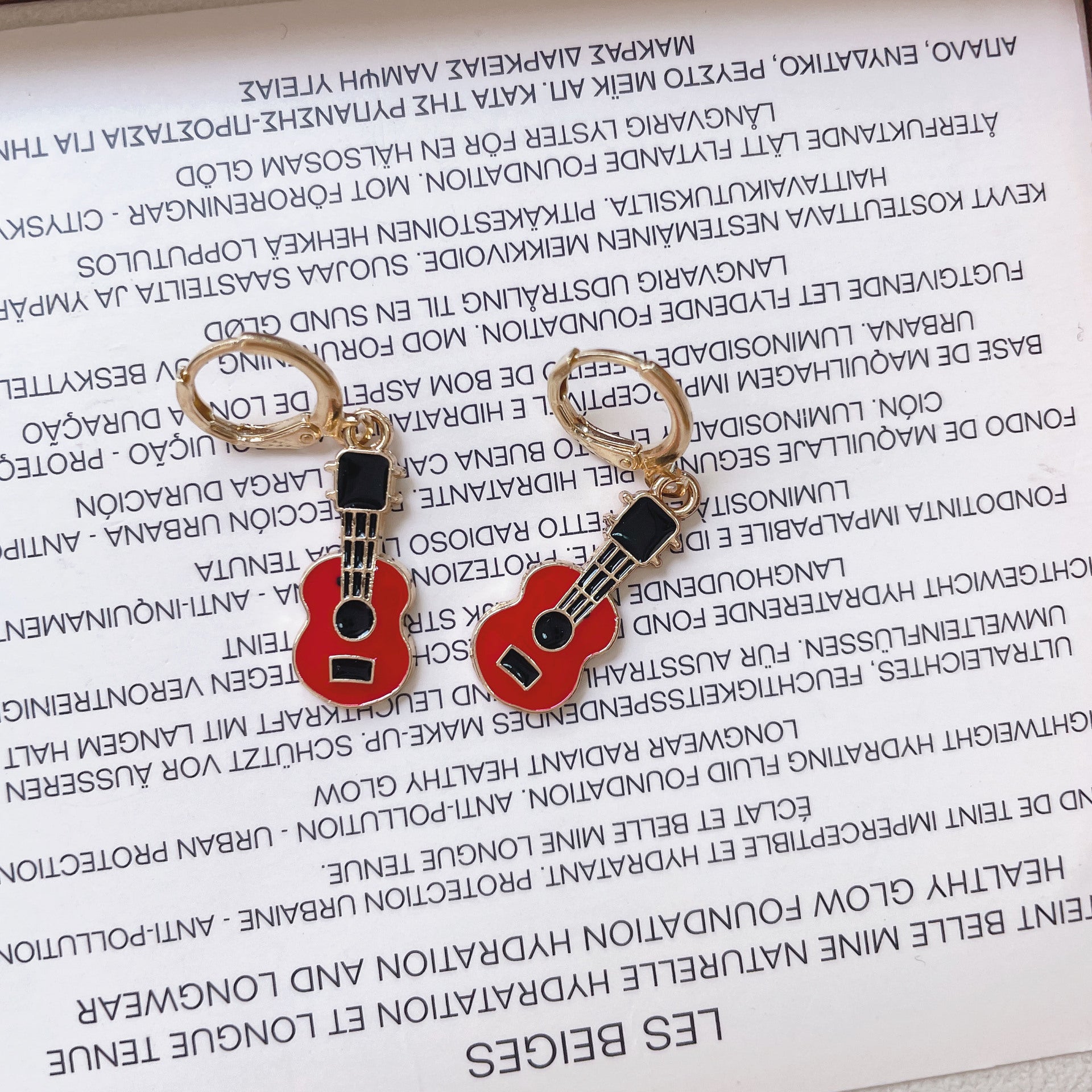 Wholesale Guitar Earrings Personality Rock Metal Earrings Clip Earrings ACC-ES-Yijia008