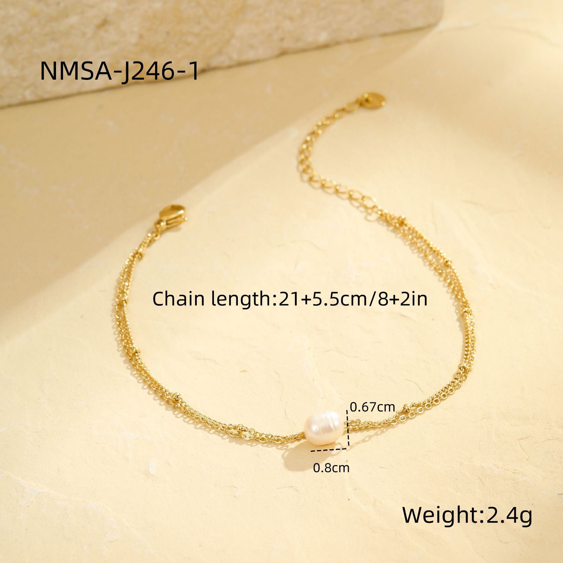 Wholesale Stainless steel summer beach design feeling tassel pearl  anklet
