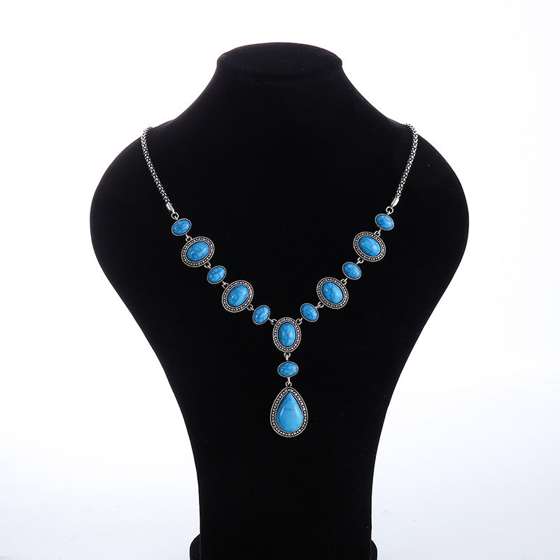 Wholesale Long Alloy Turquoise Bohemian Sweater Chain