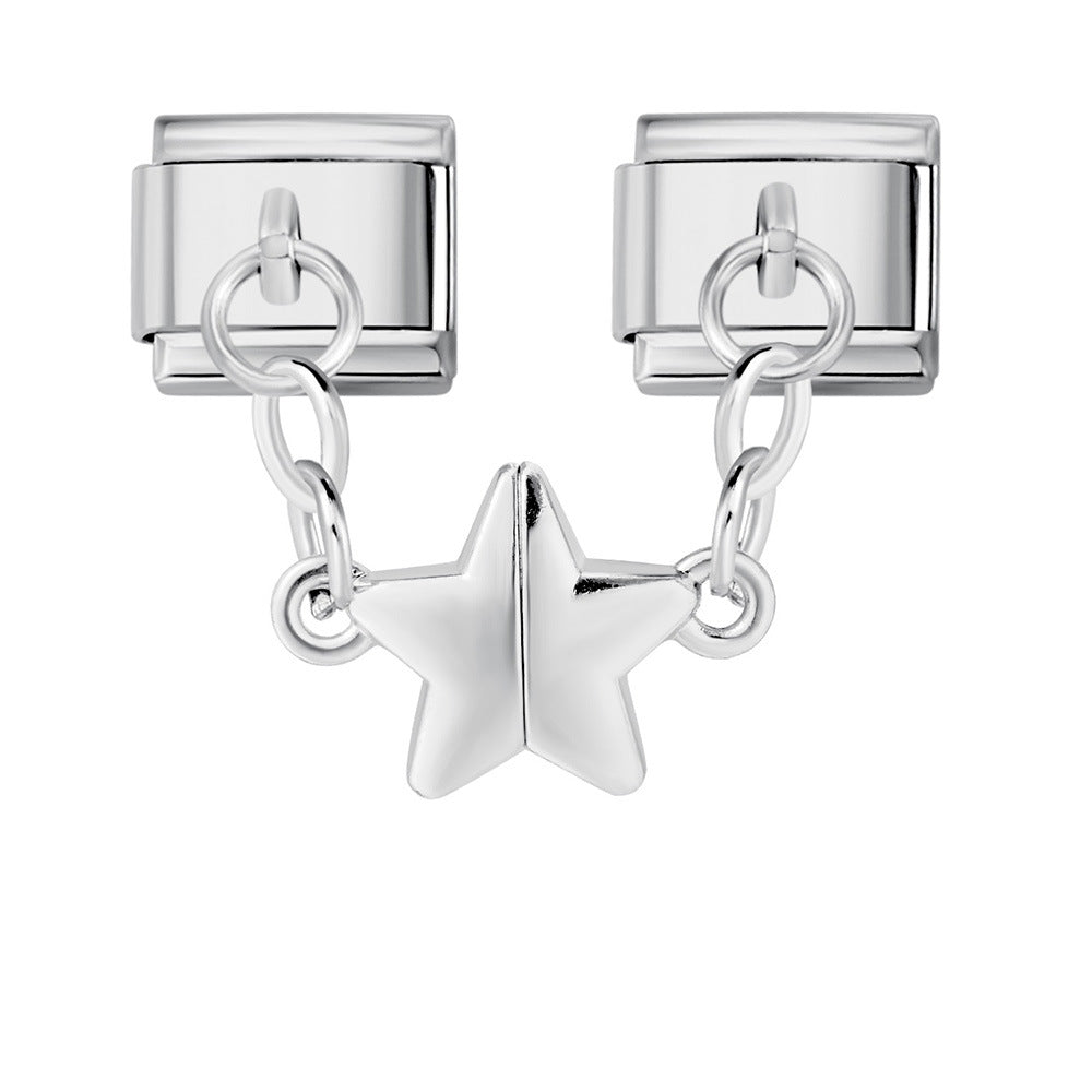 Wholesale  Italian Charm Bracelet 9mm DIY Five-Pointed Stae Creative Stainless Steel Composable Bracelet