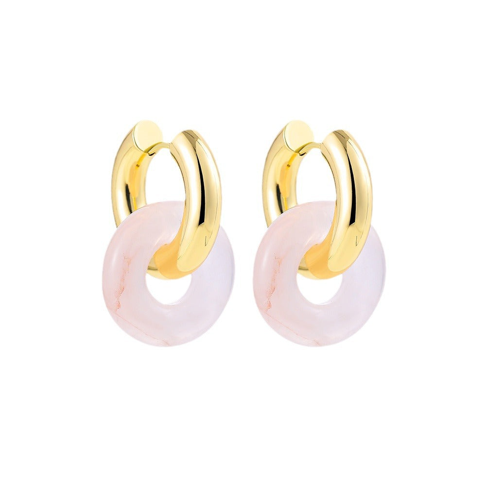 Wholesale  stainless steel earring natural stone earrings