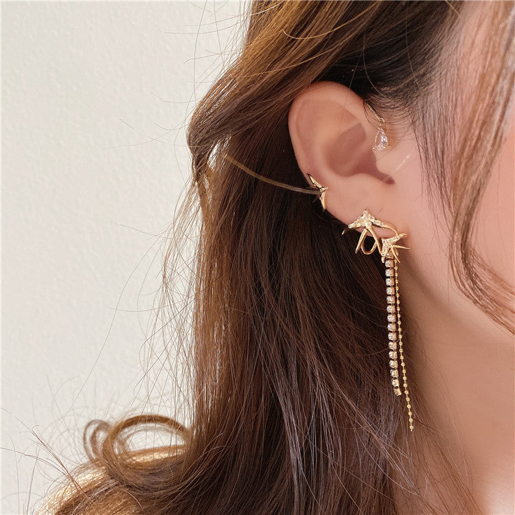 Wholesale zircon  long tassel earrings
