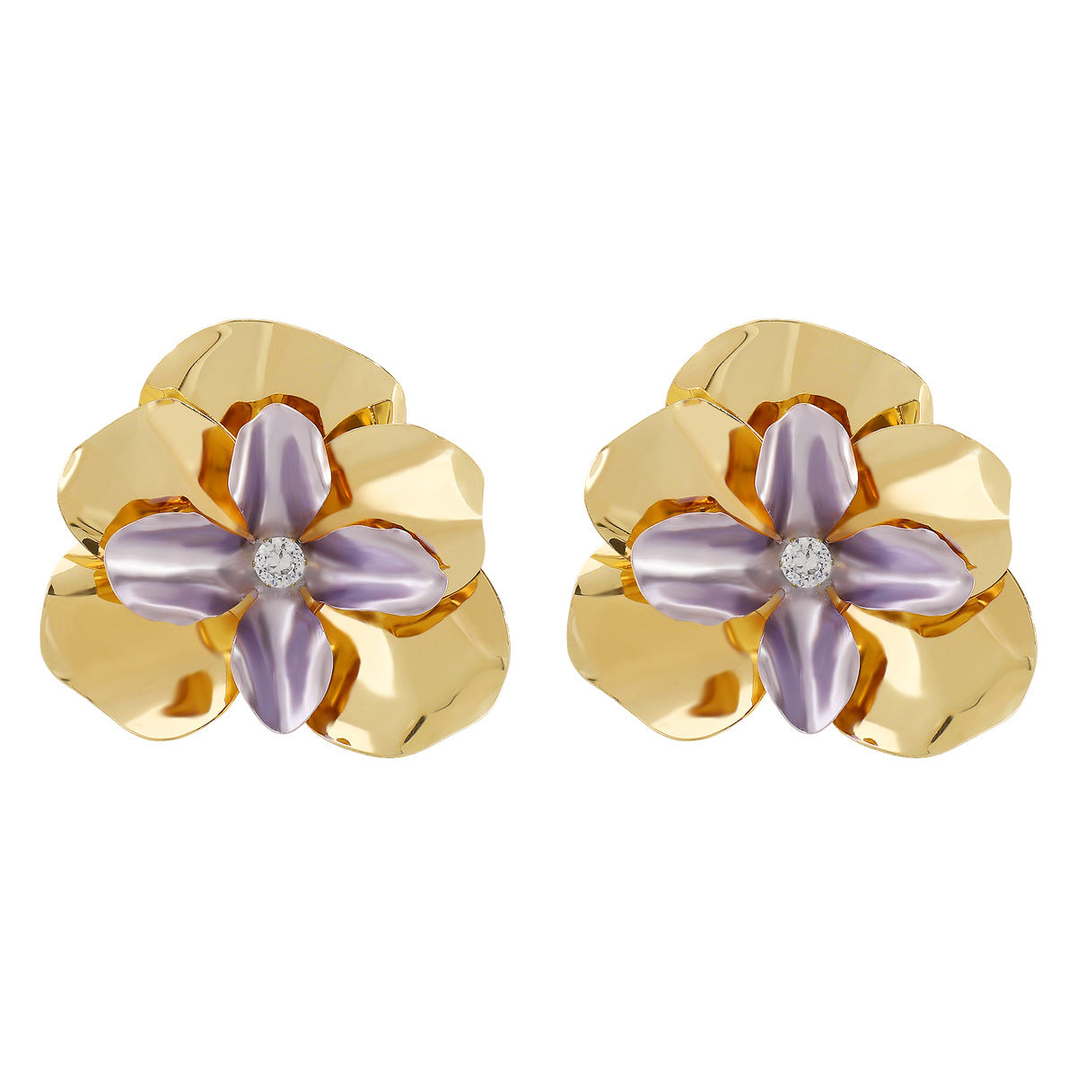 Wholesale niche design freesia earrings small fresh flower simple metal style earrings