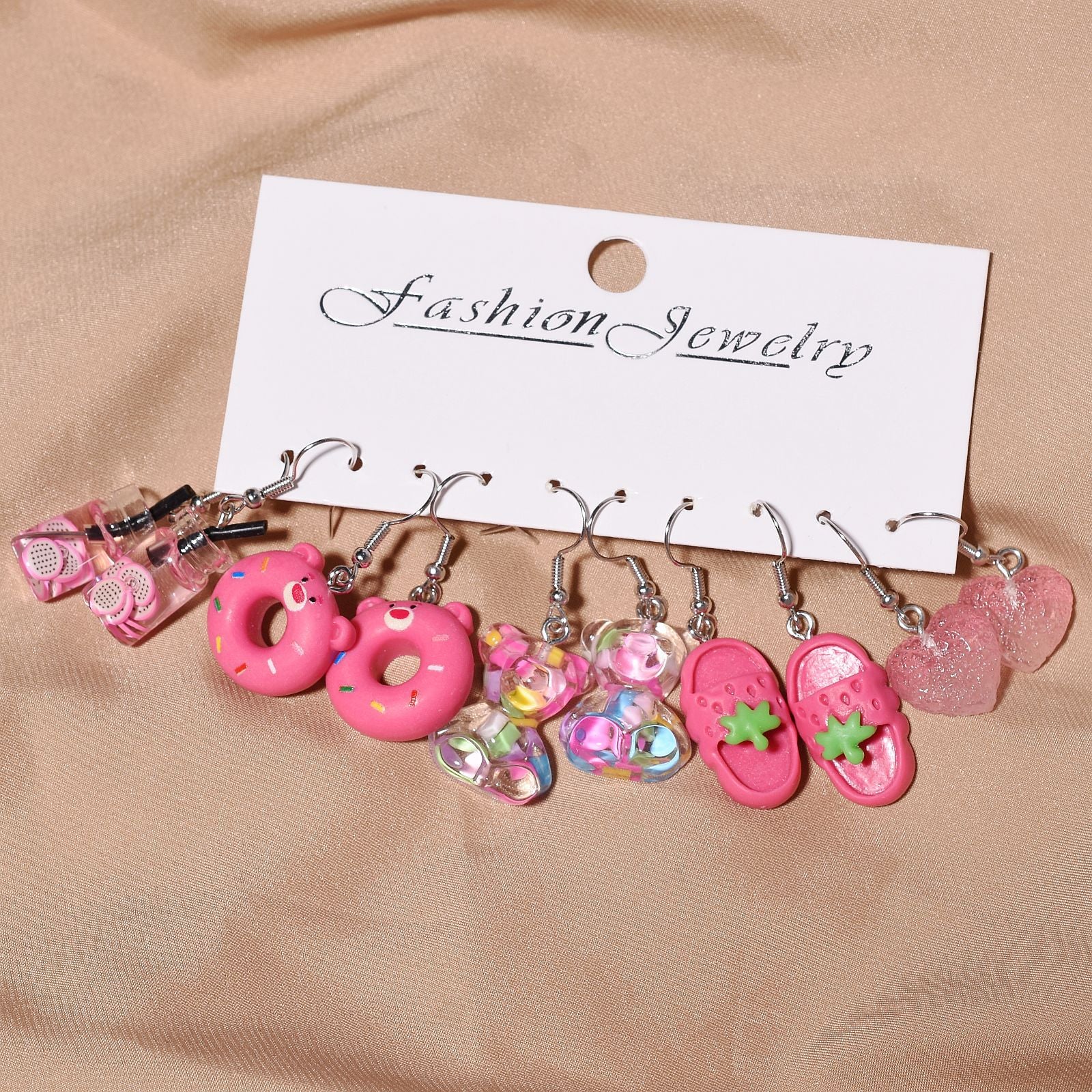 Wholesale Resin Love Bear Milk Tea Earrings Set ACC-ES-Xunt007