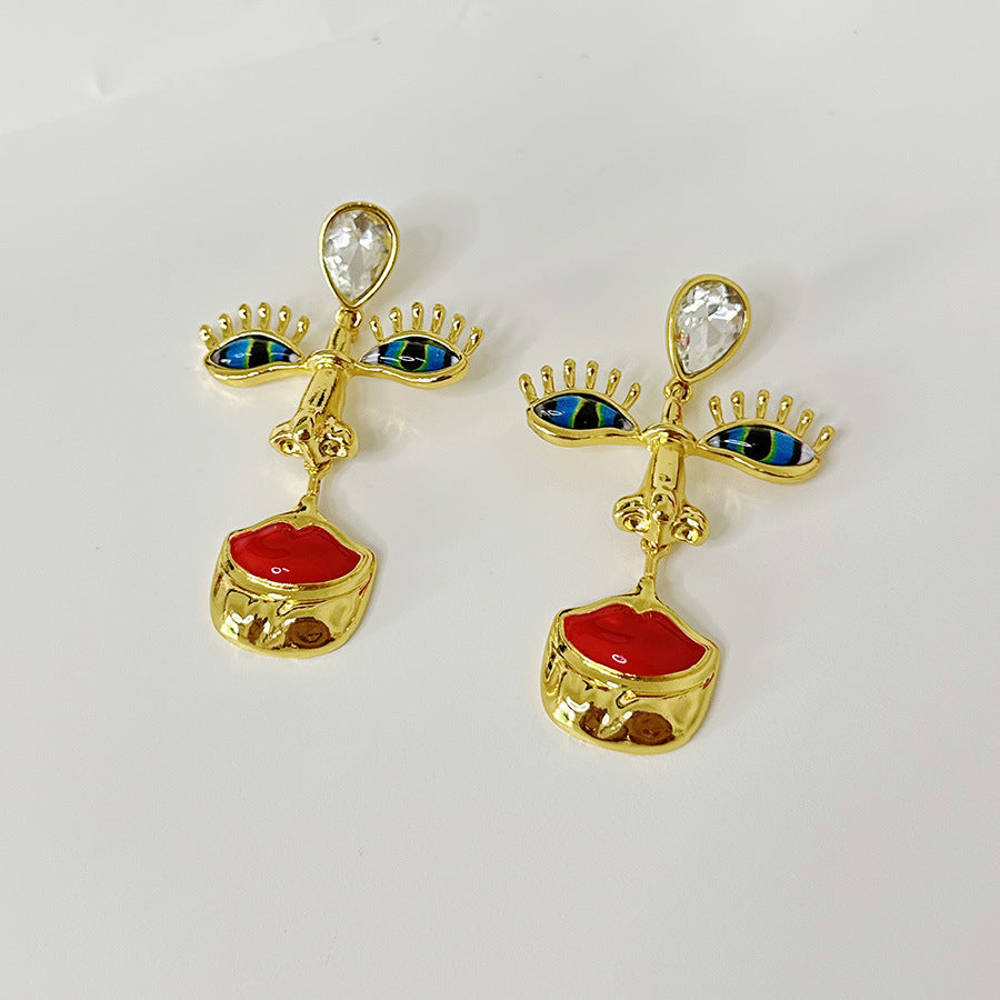 Wholesale  Retro Red Lips Nose Eyes Pendant Necklace