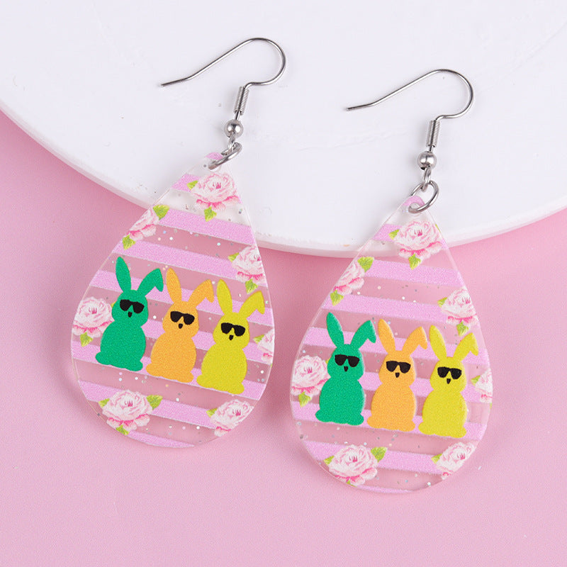 Wholesale 2pcs Acrylic Easter Bunny Earrings