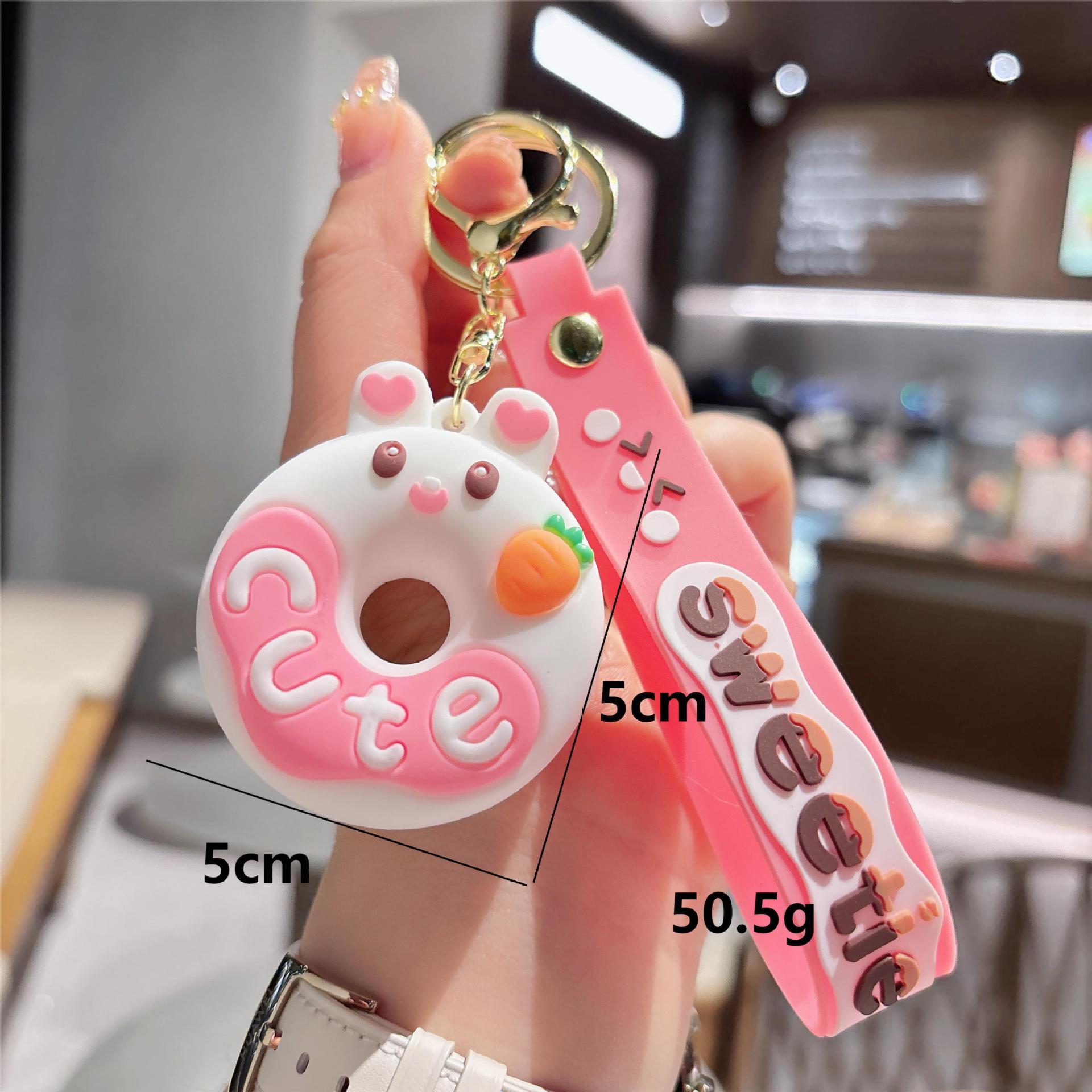 Wholesale 10pcs/pack Creative Pvc Cute Animal Donut Keychain