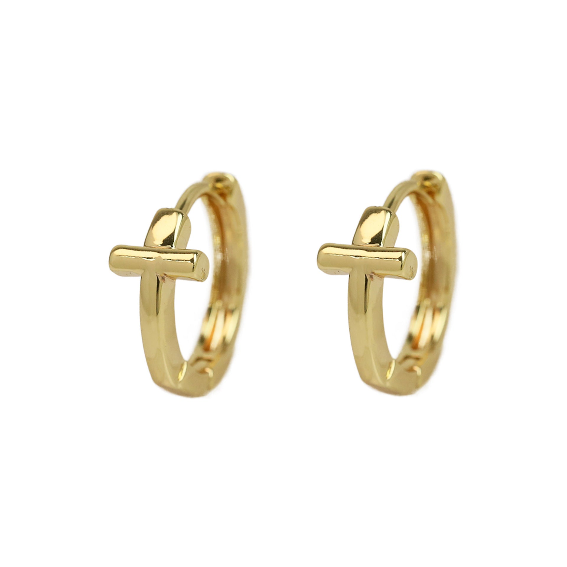 Wholesale 18k gold high-polished brass simple style 26 English letters earrings