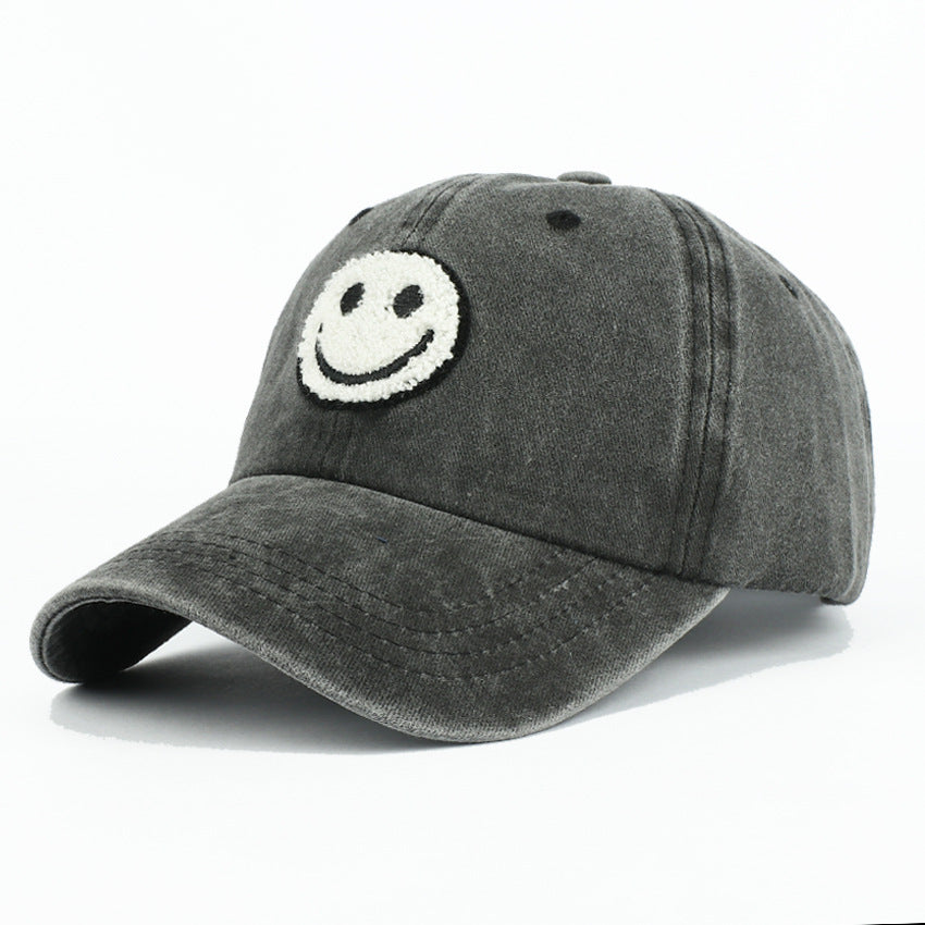Wholesale Baseball Cap Plush Embroidered Patch Smiley Cotton Vintage Hat ACC-HT-RongZhao010