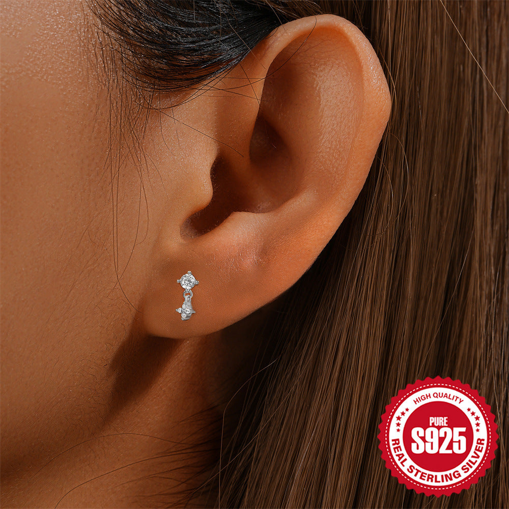 Wholesale 925 sterling silver five-pointed star Water Drop Diamond Earrings