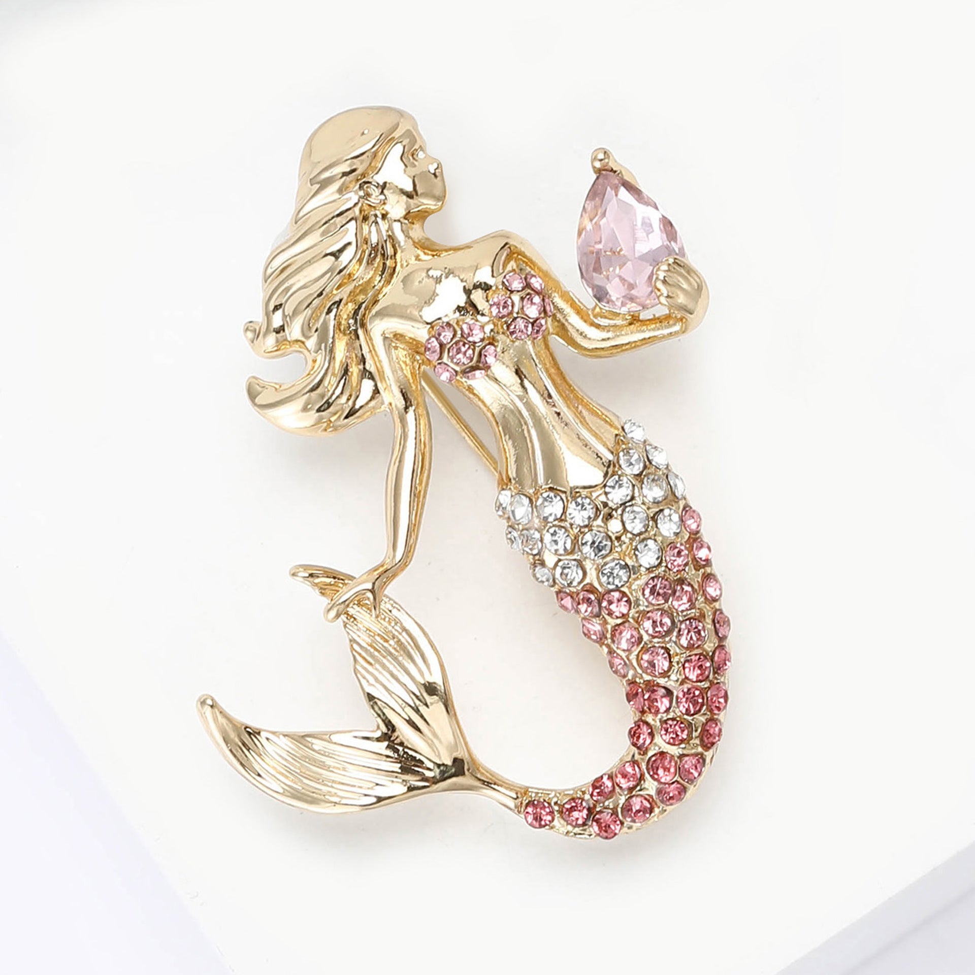 Wholesale Modern Mermaid Rhinestone Brooch Alloy Women S Casual Chic Fashion Jewelry Accessory For Everyday Wear
