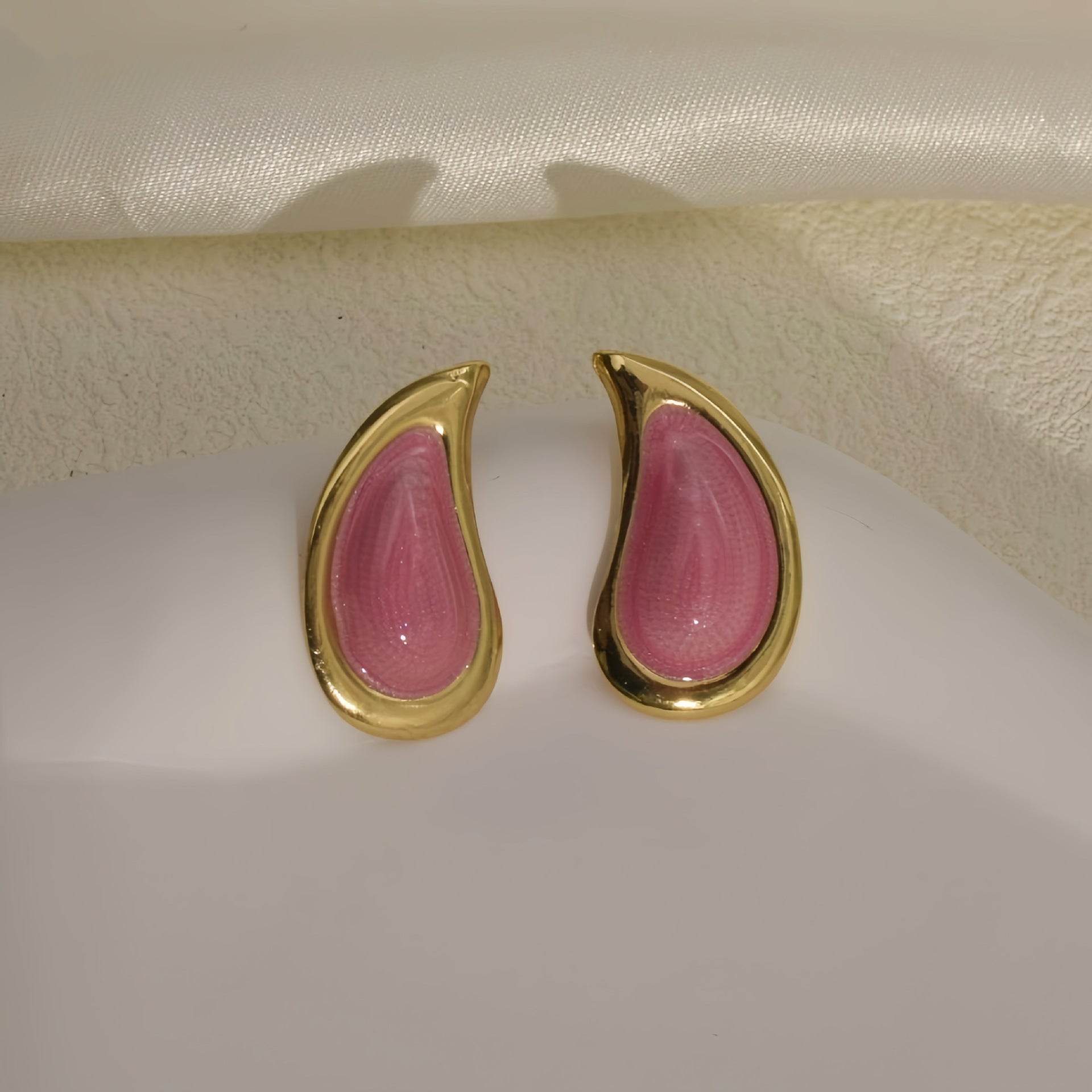 Wholesale Stainless Steel Teardrop Enamel Morandi Color Earrings